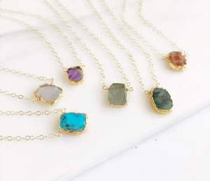 Colgante Vintage Chapado en Oro de 18K, Resistente al Deslustre y al Agua, con Piedra Preciosa Natural, Engaste de Latón, Dijes Unisex - Product Image 2