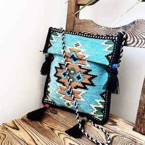 Sacoche Anatolian Oriental à motifs authentiques, sacoche Heybe, sac de selle Apache Turquoise - Product Image 5
