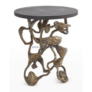 Base de couleur or mat avec dessus de couleur noire Table de centre de café Table d'appoint de décoration d'hôtel et de mariage pour un usage commercial domestique - Product Image 4