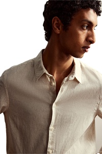 Chemises à col manches longues texturées de marque haut tendance Regular Fit pour hommes de qualité supérieure Comfort Wear lin coton mélangé - Product Image 2