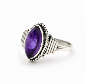 Bague améthyste de haute qualité vente chaude bague améthyste en argent Sterling 925 bijoux en pierres précieuses violettes bagues bohèmes - Product Image 2