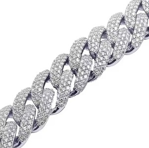 Derniers colliers à maillons cubains lourds multicolores plaqués taille ronde en or et argent blanc pour hommes - Product Image 2