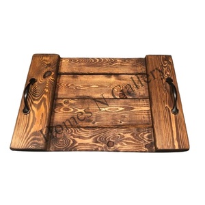 Handmade Best Selling Wooden <b>Serving</b> <b>Tray</b> With Rectangle Design & <b>Black</b> Finishing At Low Price From Indian Manufacturers - Product Image 5
