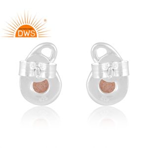 Nouvelles Boucles d'Oreilles Clous en Argent Sterling Fin et Pierre de Lune Pêche Naturelle, Fabricant de Bijoux Personnalisés - Product Image 4