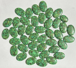 Haute qualité naturel vert Turquoise Cabochon forme ovale dos plat calibré pierre précieuse prix de gros pierre précieuse polie - Product Image 1