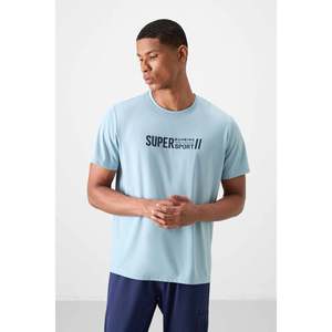 T-shirt homme Tommylife col rond coupe standard sport actif 88385 Noir - Bleu Saxé - Product Image 2