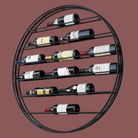 Organisateur mural circulaire moderne en métal de luxe pour 6 bouteilles – Présentoir à vin écologique – Conçu par WB Inc India