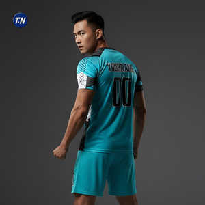 ชุดยูนิฟอร์มฟุตบอล โพลีเอสเตอร์ 100% คอกลม พิมพ์ลายด้วยความร้อน ชื่อทีม/ชื่อผู้เล่น หมายเลข แบบยูนิเซ็กซ์ กางเกงขาสั้น ระบายอากาศได้ดี - Product Image 3