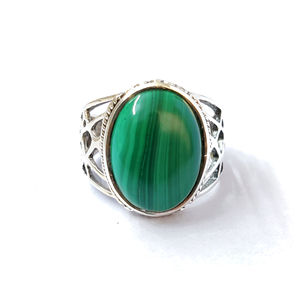 Rose Gold Plated Malachite Adjustable Cluster <b>Ring</b> (6.8 Grams) Fashionable Trendy <b>Moon</b> Shape Eye Pattern with Bezel Setting Gift - Product Image 1