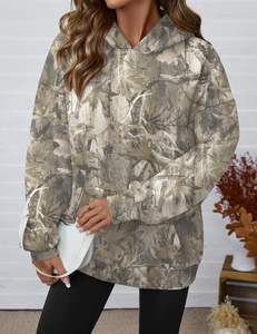 Sweat-shirts à capuche surdimensionnés pour femmes, en molleton, avec broderie 3D sur le devant, poches personnalisées, 100% coton, séchage rapide, vente en gros par sublimation - Product Image 4