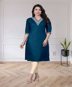Ensemble Salwar 3 pièces en coton brodé FANCY TESLA, prêt à porter, pour occasions festives, prix de gros, vêtement ethnique, couleur Teal - Product Image 1