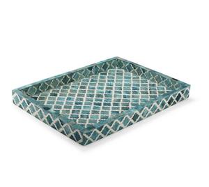 Bandeja de servicio de tamaño personalizado de alta calidad premium Diseño elegante con incrustaciones de hueso de nácar para comida casera hecha de madera MDF - Product Image 5