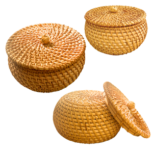 Encantadora cesta de almacenamiento, cesta de ratán con tapa, perfecta para organizar tu oficina en casa - Product Image 1