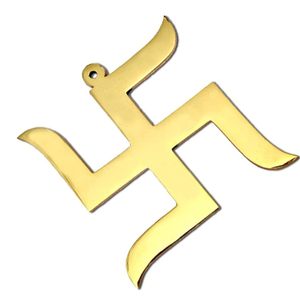 Latón Swastik Sathiya colgante de pared respetuoso con el medio ambiente pulido Yantra Vastu puerta colgante Najar Dosh energía auspiciosa latón decorativo - Product Image 2