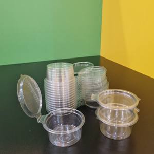 Precio bajo Fabricante PET Tazas de salsa de plástico 2oz 60ml Desechable para ir Contenedor de salsa con tapa con bisagras Hecho en Vietnam - Product Image 1