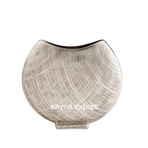Vase à fleurs en métal aluminium de forme longue Design élégant nickelé pour le sol de la table, la maison et le jardin Décoration pour la plantation - Product Image 5