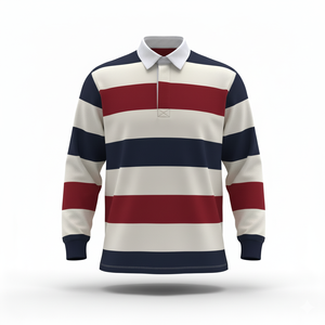 เสื้อรักบี้แขนยาวแบบสปอร์ตสำหรับผู้ชายผ้าฝ้าย100% ถักแบบสตรีทแวร์เสื้อแบบสวมหัว - Product Image 1