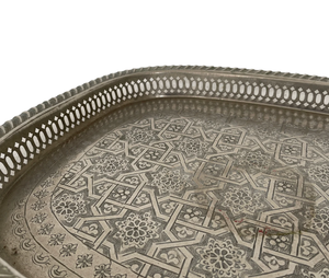 Plato de Presentación Plateado Vintage con Borde Floral, Decoración Elegante para Mesa de Bodas, Fiestas, Cenas Festivas y Decoración del Hogar - Product Image 5