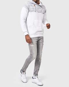 Sudadera con Capucha de Diseño de Dos Colores, Estilo Holgado, Hombros Caídos, Estilo Urbano, Lavado Vintage Personalizado, 100% Algodón - Product Image 1