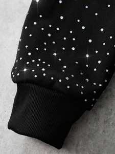 Sudadera con capucha para hombre con diamantes de imitación, ropa de calle, capucha y mangas con tachuelas de cristal, sudaderas con capucha de invierno con logotipo personalizado de gran tamaño 500GSM - Product Image 4