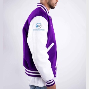 Veste pour homme de marque personnalisée 2025, nouvelle collection, broderie de patch, style universitaire, manches en cuir de baseball, vente chaude - Product Image 2