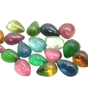 Pierre de guérison en forme de poire, cabochon en vrac, cristaux multicolores, pour la fabrication de bijoux. - Product Image 1