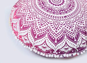 Floral Printed Round Bohemian Meditation Cushion Covers Handmade Pure Cotton Boho <b>Pillows</b> For <b>Decor</b> Home Best Quality Material - Product Image 5