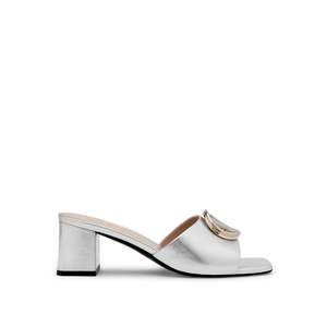 Para Valentino Sabot Open-Toe Mule en color plateado - Product Image 1