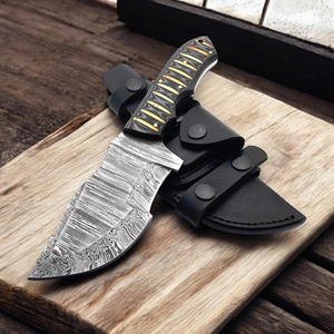 Couteau de suivi en acier damas à haute teneur en carbone avec manche en corne Design moderne pour bricolage survie en plein air chasse Camping - Product Image 3