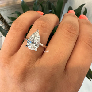 Anillo de diamante CVD cultivado en laboratorio de corte de pera de lujo para mujer, compromiso, boda, joyería fina, regalo nupcial, anillo de declaración de diseñador - Product Image 4
