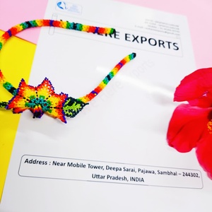 Handmade Beaded Hairband with Colorful Rainbow Pattern and Star Design Perfect for Girls Fashion Accessories and Ethnic Styling - Product Image 3