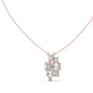 Collar con Colgante de Diamante de Corte Esmeralda de 3.859 CT, Creado en Laboratorio, VVSVS EF CVD, Oro de 14K y 18K, Blanco, Amarillo, Oro Rosa - Product Image 3