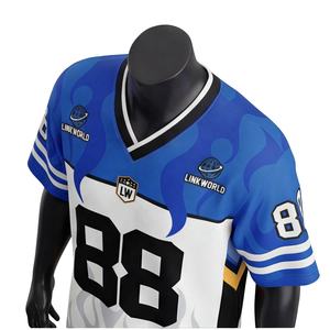 เสื้อฟุตบอลอเมริกันสไตล์เรโทรแบบกำหนดเอง เนื้อผ้าตาข่าย ระบายอากาศดี น้ำหนักเบา เหมาะสำหรับใส่ในฤดูร้อน สตรีทแวร์ เสื้อทีมสโมสร คอวี เสื้อซับลิเมชั่น - Product Image 6