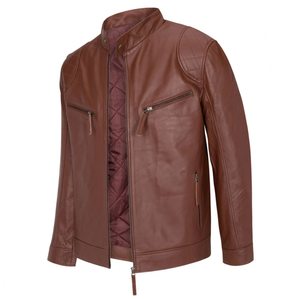 High Street 100% cuero Sherpa genuino Slim Fit Stand Collar chaqueta de invierno con viscos transpirables forro de satén cierre de cremallera - Product Image 3