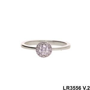 Elegante anillo de racimo de diamantes de corte redondo de oro de 14 quilates Diseño de Halo floral de Estilo Vintage para compromiso o joyería de boda - Product Image 2