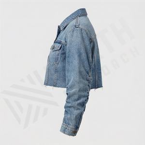 Veste en jean décontractée personnalisée pour hommes, grandes tailles, 100% coton, option logo sur le devant, respirante, veste d'hiver - Product Image 3
