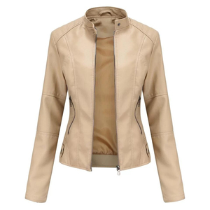 2026 chaqueta de cuero genuino personalizada al por mayor para mujer costuras Premium, manga larga, corte ajustado y logotipo personalizado disponible - Product Image 1