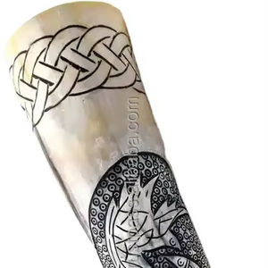 Cuerno para beber de cerámica vikingo de búfalo de la mejor calidad auténtica con soporte de hierro seguro para alimentos y fugas de Falak World Export - Product Image 2