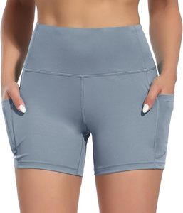 Short de yoga et de fitness respirant et écologique taille haute pour femme avec poches latérales profondes pour les entraînements de vélo de course à pied - Product Image 1