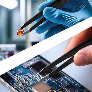 Pince à épiler en acier inoxydable recouverte de couleur noire, pointe inclinée, 4 pouces, pour enlever les poils du front, pince à épiler pour la beauté - Product Image 3