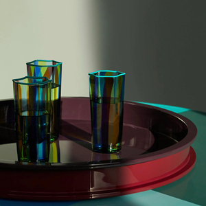 Plateau de service en laque ronde rouge foncé de haute qualité plateau de boisson alimentaire décoratif en usine fournisseur en gros Vietnam - Product Image 5