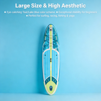 Planche de paddle gonflable pour enfants, 11 pieds (335 cm) de large, stable, antidérapante, bleu turquoise, en PVC, pour yoga et pêche, avec technologie Drop Stitch