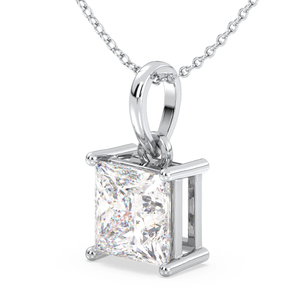 Pendentif solitaire en diamant cultivé en laboratoire en forme de princesse de 1.5 carats avec pendentif en or blanc 14 carats pour femmes bijoux - Product Image 2