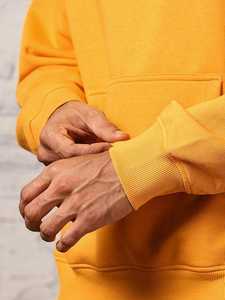 Sudadera Extra Grande para Hombre, Sudadera con Capucha Extra Grande de Primera Calidad, Color Amarillo, Estilo Holgado con Hombros Caídos, 100% Algodón, Térmica, con Logotipo Personalizado - Product Image 6