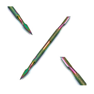 Wholesale Price <b>Cuticle</b> Pusher and Cutter Scraper Set Tools Metal Triangle <b>Cuticle</b> Scraper Nail File Wood <b>Stick</b> - Product Image 4