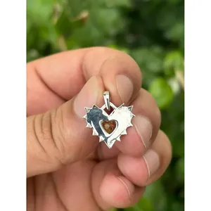 Natural <b>Citrine</b> Heart <b>Pendant</b> 925 Sterling Silver Handmade Fine Gemstone Jewelry OEM ODM Wholesale Supplier - Product Image 3