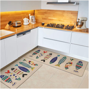 Ensemble de tapis de cuisine modernes antidérapants en lin avec dessus côtelé et base en caoutchouc, imperméables, absorbants, sur mesure, avec fonction amortissante - Product Image 2