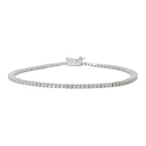 14K Yellow Gold Classic Tennis <b>Bracelet</b> 2.00 Carat Natural Brilliant Cut <b>Diamonds</b> Prong Setting Rhodium Plated Box Clasp - Product Image 6