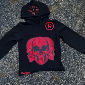 Pull à capuche vintage surdimensionné avec logo imprimé en coton 100% lourd personnalisé avec broderie 3D sans cordes de base pour lui - Product Image 1