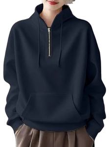 Sudaderas de Invierno para Mujer, Elegantes, Otoño, Manga Larga, Sudadera con Capucha, Cierre de Cremallera, Cuello Alto, Estilo Urbano - Product Image 4